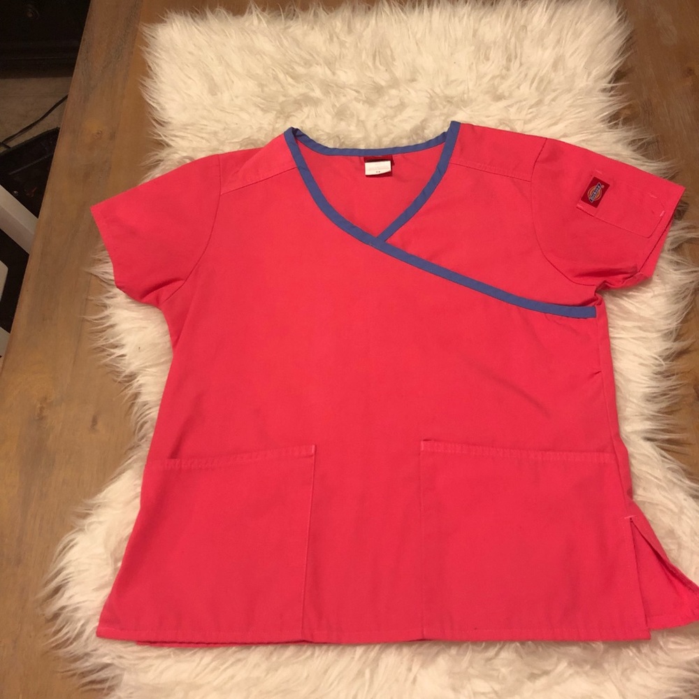 Bright pink and blue dickies scrub top